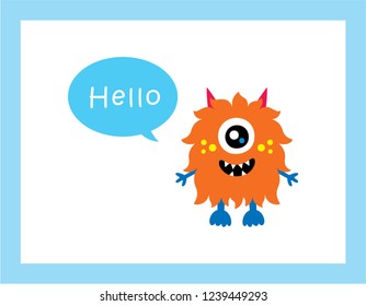 cute monster hello greeting card