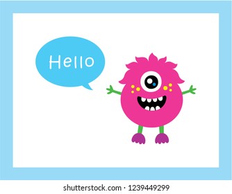 cute monster hello greeting card