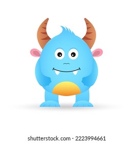 Cute monster icon. Cartoon character design. Funny alien. Vector illustration.