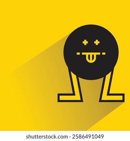 cute monster icon with drop shadow on yellow background