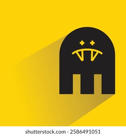 cute monster icon with drop shadow on yellow background