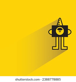 cute monster icon with shadow on yellow background