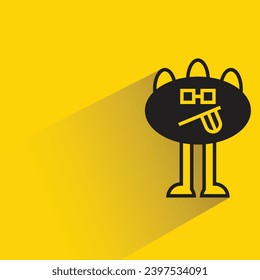 cute monster icon with shadow on yellow background