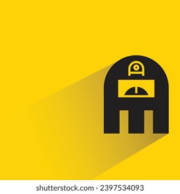 icono de monstruo lindo con sombra sobre fondo amarillo