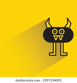 cute monster icon with shadow on yellow background