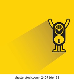 icono de monstruo lindo con sombra sobre fondo amarillo