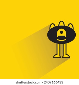 cute monster icon with shadow on yellow background