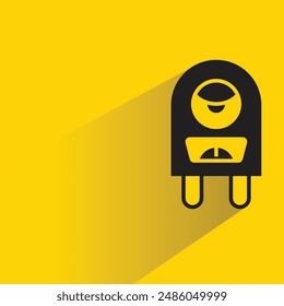 Icono de monstruo lindo con sombra sobre fondo amarillo