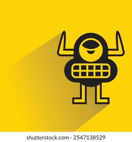 Monstruo lindo icono con sombra sobre fondo amarillo