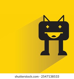 cute monster icon with shadow on yellow background