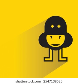 Monstruo lindo icono con sombra sobre fondo amarillo