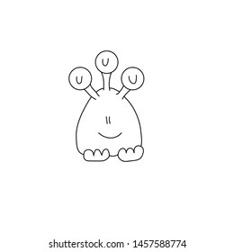 Cute monster icons in outline style. Vector illustration for kids worksheet and nursery design.