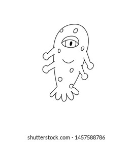 Cute monster icons in outline style. Vector illustration for kids worksheet and nursery design.