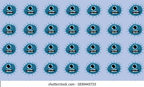 Cute monster icons in vector style seamless background