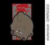cute monster illustration with japanese style for kaijune event, notebook, logo 