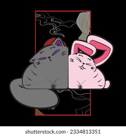 cute monster illustration with japanese style for kaijune event, notebook, logo 