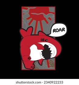 cute monster illustration with japanese style for kaijune event, notebook, logo 