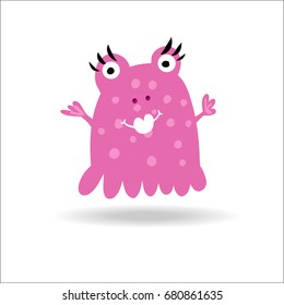 Cute Monster illustration for kids. Can be used for logo, textile, web and print. Bright colored monster vector.