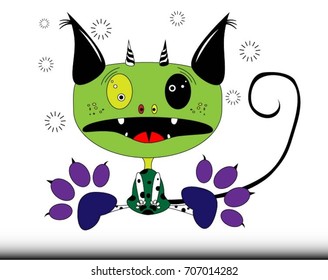Cute Monster. - Illustration
Toy, Smiling, Animal Eye, Wool, Monster - Fictional Character,Cartoon, Mascot.