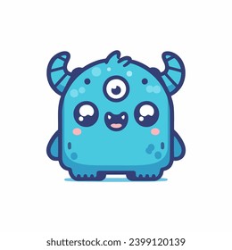 Cute monster illustrations logo design, flat vector 