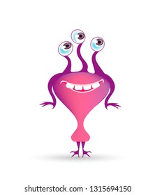 Сartoon cute monster isolated on a white background, vector illustration
