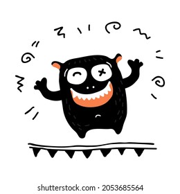 Cute monster isolated on white background. Halloween characters vector illustration. Flat design element for poster, banner, leaflet, sticker, magnet.