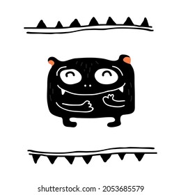 Cute monster isolated on white background. Halloween characters vector illustration. Flat design element for poster, banner, leaflet, sticker, magnet.