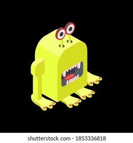 Cute monster - isometric vector illustration. Flat color design.