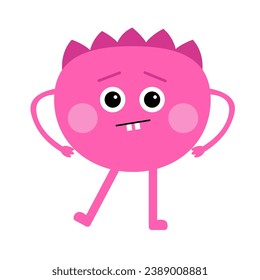 Cute Monster. Kawaii kids cartoon character. Monsters collection. Funny pink face. Template for poster, baby products logo and packaging design. Flat design. White background. Vector illustration