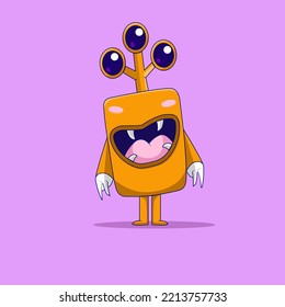 Cute Monster Kind Cartoon Vektorsymbol Illustration. Monster-Feiertagssymbol-Konzept einzeln auf Premium-Vektorgrafik. flach
