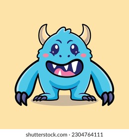 Cute monster kid cartoon vector icon illustration. monster holiday icon concept isolated premium vector. flat cartoon style
