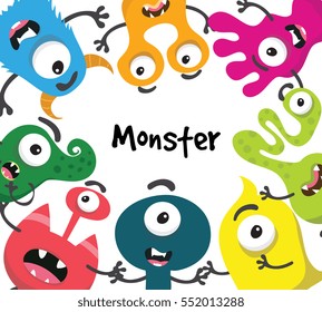 Cute Monster Kids Background Pattern for kindergarten and book cover design  