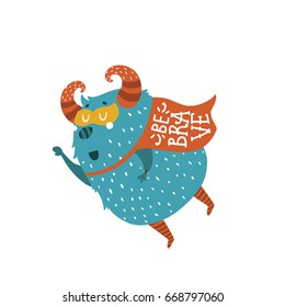 Cute monster kids clip art for design posters, cards prints. Be brave