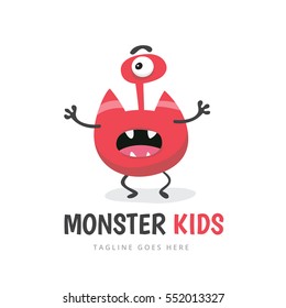 Cute Monster Kids Logo Template
