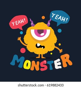 Cute Monster Kids Logo Template