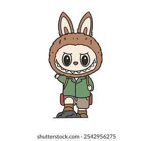 cute The Monster Of Labubu Adventure. Sticker and Keychain Vector