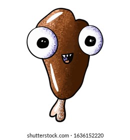 Cute monster legs on an isolated white background. Fast food with eyes, junk food. Design for poster, print, kids menu. Digital hand drawn illustration. Stock vector illustration.