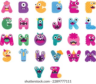 Cute Monster a Letter Alphabet, Vector illustrator