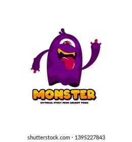 Cute monster logo. Monster logo character template vector. Character logo template.