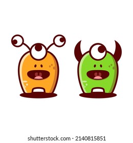 Cute Monster Logo Isolated On White Background