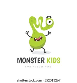 Cute Monster Logo Template.