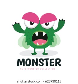 Cute Monster Logo Template.