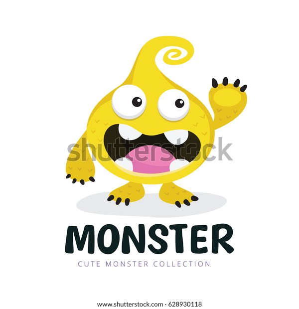 Cute Monster Logo Template Stock Vector (royalty Free) 628930118 