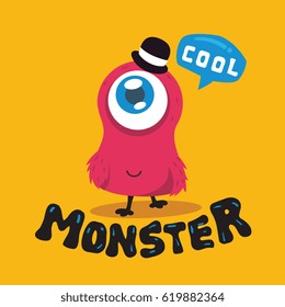 Cute Monster Logo Template With Happy  Smile