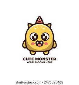 Cute Monster Logo Vector Design