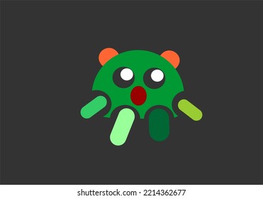 Cute Monster Logo With Vector Illustration