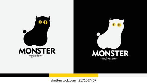 Cute Monster Logo With Yellow Eyes 