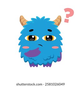 Cute Monster Looks Confused Vector Illustration