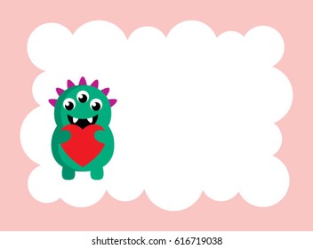 cute monster love message card