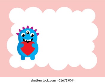 cute monster love message card